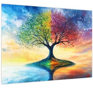 Slika – Oslikano drvo godišnjih doba (70x50 cm)
