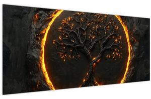Slika – Drvo života u lavi II. (120x50 cm)