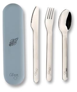 CITRON Pribor za jelo od nehrđajućeg čelika Spaceship Dusty Blue cutlery_set_silicone_dusty_blue