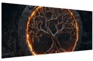 Slika – Drvo života u lavi I. (120x50 cm)