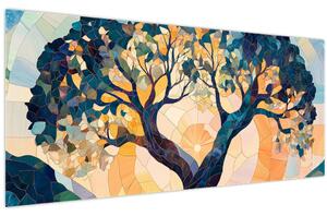 Slika – Mozaik – sunce i drvo II. (120x50 cm)