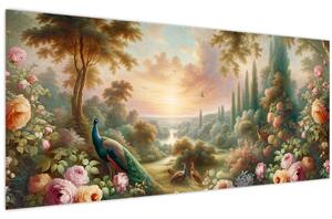 Slika - Paunovi u vrtu (120x50 cm)