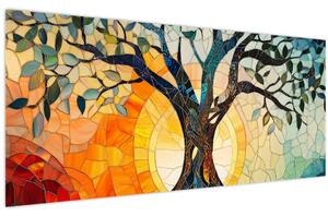 Slika – Mozaik – sunce i drvo I. (120x50 cm)