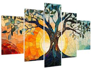 Slika – Mozaik – sunce i drvo I. (150x105 cm)