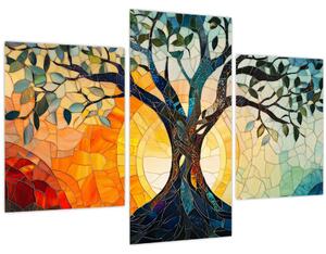 Slika – Mozaik – sunce i drvo I. (90x60 cm)