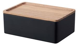 Crna kutija za pohranu s poklopcem 18.5x12.5x7 cm Rin – YAMAZAKI