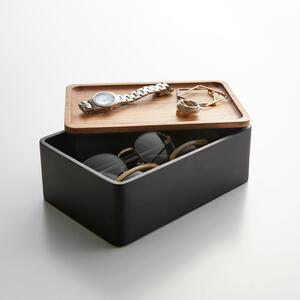 Crna kutija za pohranu s poklopcem 18.5x12.5x7 cm Rin – YAMAZAKI