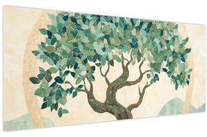 Slika – Elegantna mozaika s drvetom (120x50 cm)