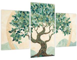 Slika – Elegantna mozaika s drvetom (90x60 cm)