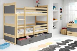 Krevet BMS Rico na kat + ladica 200x90 cm, PINE grafit