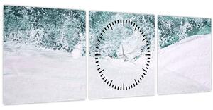 Slika - Tirkizna apstrakcija (sa satom) (90x30 cm)