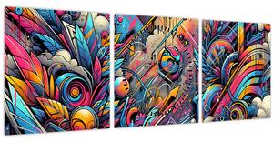 Slika - Šareni grafiti (sa satom) (90x30 cm)
