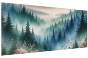 Slika - Šumski krajolik s maglom (120x50 cm)