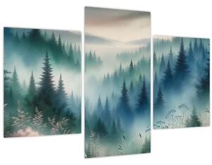 Slika - Šumski krajolik s maglom (90x60 cm)