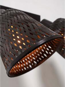 Crna stropna svjetiljka s bambusovim sjenilom ø 15 cm Java – Good&Mojo