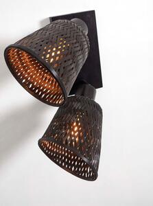 Crna stropna svjetiljka s bambusovim sjenilom ø 15 cm Java – Good&Mojo