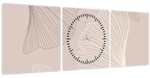 Slika - Bež lišće N⁰6 (sa satom) (90x30 cm)