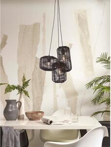 Crna viseća svjetiljka sa sjenilom od ratana Tanami – Good&Mojo