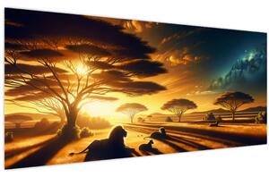 Slika - Lavovi u odmoru (120x50 cm)