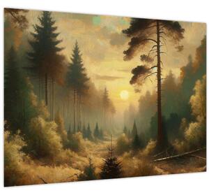 Slika - Sunce koje sja kroz šumu (70x50 cm)