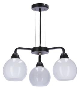Crno-bijela viseća svjetiljka sa staklenim sjenilom ø 16 cm Caldera – Candellux Lighting
