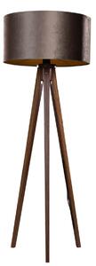 Podna lampa na tronošcu od orahovog drva s braon plišanom nijansom 50 cm - Tripod Classic
