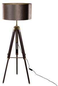 Podna lampa tronožac od mesinga s nijansom od smeđeg baršuna 50 cm - Cortin