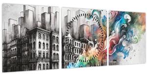 Slika - Industrijski život (sa satom) (90x30 cm)