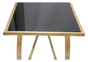 Crni/u zlatnoj boji pomoćni stol sa staklenom pločom stola 40x120 cm Ring – Mauro Ferretti