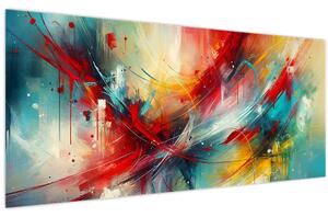 Slika – Apstrakcija s crvenom (120x50 cm)