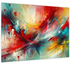 Slika – Apstrakcija s crvenom (70x50 cm)