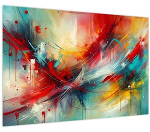 Slika – Apstrakcija s crvenom (90x60 cm)