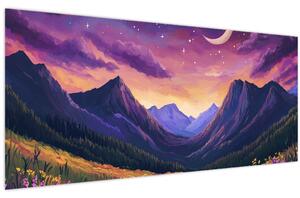 Slika - Ljubičasti krajolik (120x50 cm)