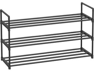 3-slojni metalni stalak za cipele, za 12-15 pari cipela, 30 x 92 x 54 cm, crni | SONGMICS