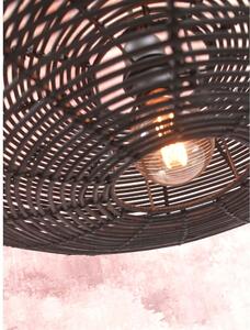 Crna stropna svjetiljka sa sjenilom od ratana ø 40 cm Tanami – Good&Mojo