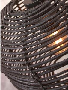 Crna stropna svjetiljka sa sjenilom od ratana ø 25 cm Tanami – Good&Mojo