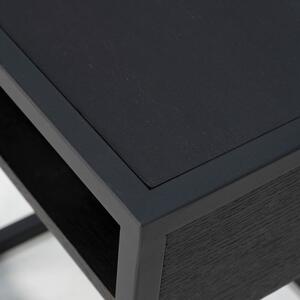 Crni noćni ormarić s hrastovom pločom stola s policama Diva – Spinder Design