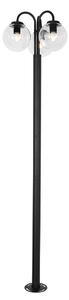 Lampion crni s prozirnim staklom 200 cm 3 svjetla IP44 - Sfera