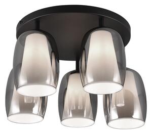 Crna/u srebrnoj boji stropna svjetiljka sa staklenim sjenilom ø 14 cm Barret – Trio Select