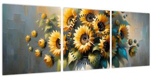 Slika – Vaza sa suncokretima (sa satom) (90x30 cm)