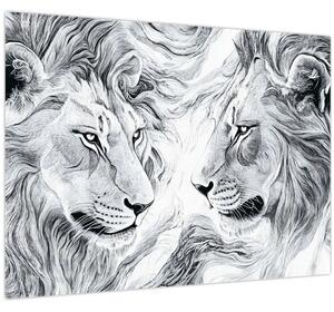 Slika - Nacrtane glave lavova (70x50 cm)