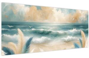 Slika – Oslikana plaža u nježnim bojama (120x50 cm)