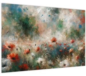 Slika – Apstrakcija polja s makovima (90x60 cm)