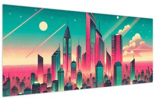 Slika – Veliki grad u pop-art stilu (120x50 cm)