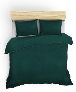 Tamno zelena pamučna satenska posteljina za bračni krevet s plahtom i pokrivačem 240x260 cm Alisa - Mijolnir