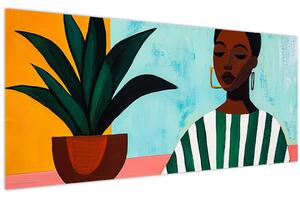 Slika - Žena s cvijetom (120x50 cm)