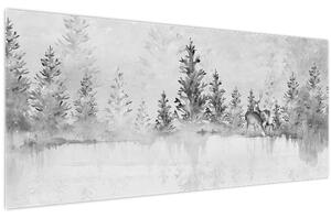 Slika - Jeleni uz jezero (120x50 cm)