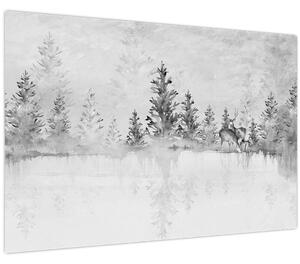 Slika - Jeleni uz jezero (90x60 cm)