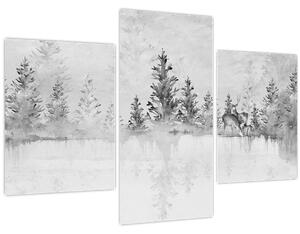 Slika - Jeleni uz jezero (90x60 cm)