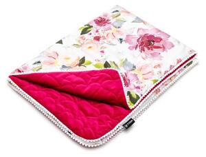 Bijela/ružičasta pamučna deka za bebe 80x100 cm Watercolor Flowers – T-TOMI